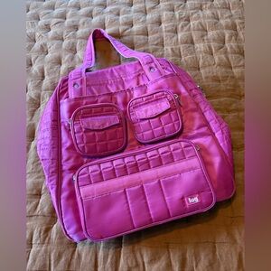 Lug Quilted Organizer Tote Pink Travel Work Bag